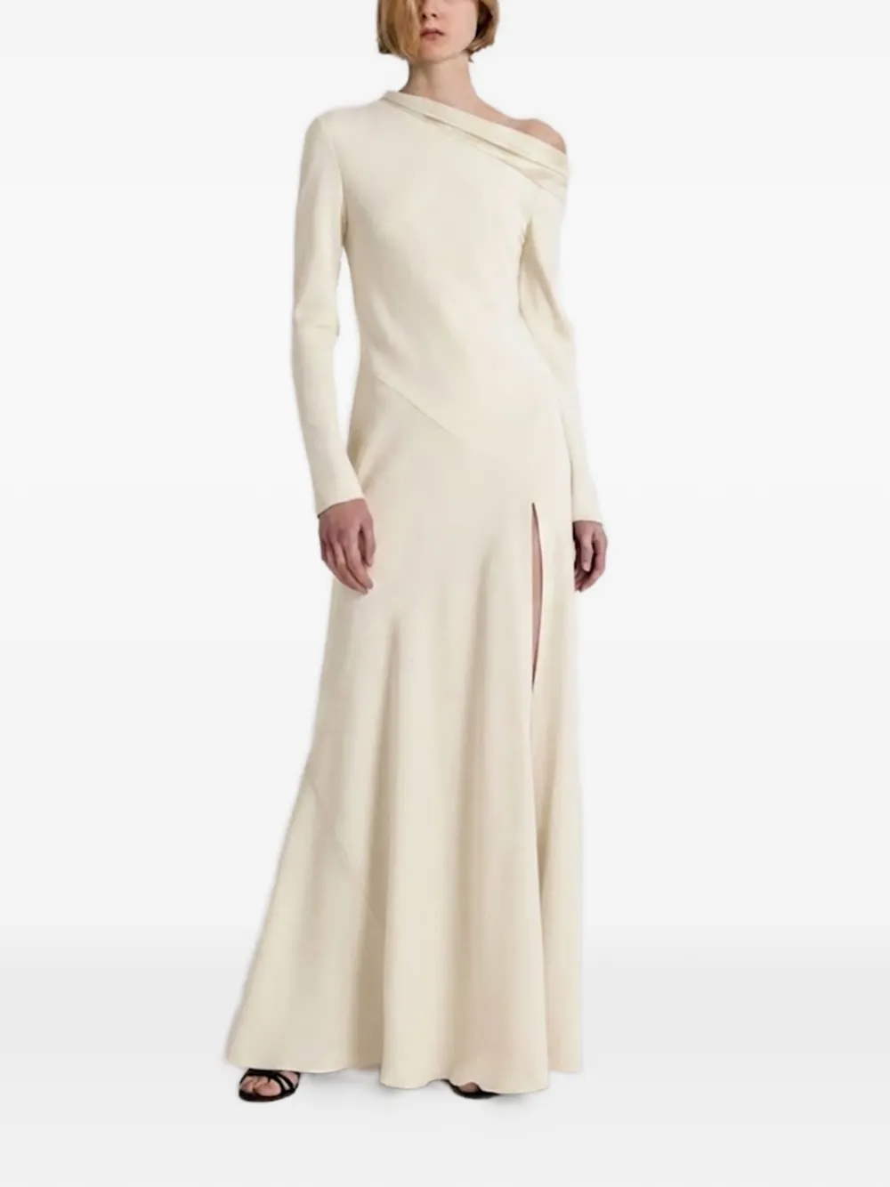 Alberta Ferretti Asymmetrische maxi-jurk met split Beige