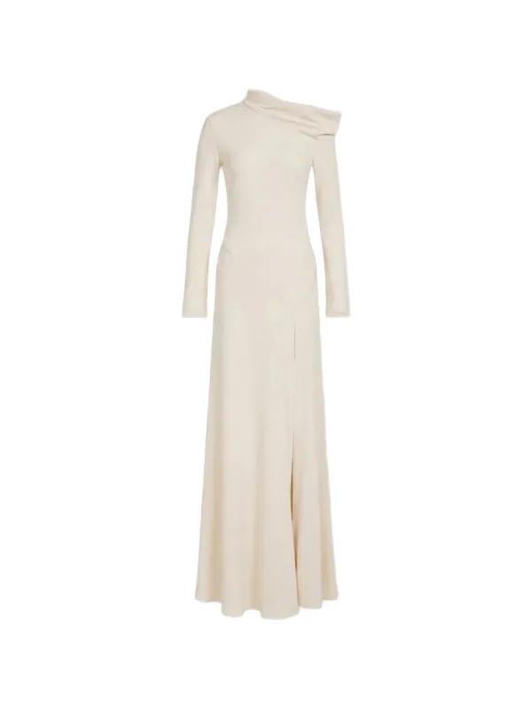high neck side slit dress Long off-the-shoulder with Occasion_Resort