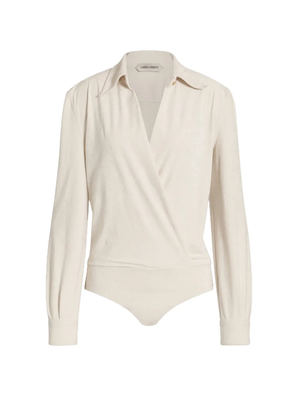 Alberta Ferretti wrap-design spread-collar bodysuit - White