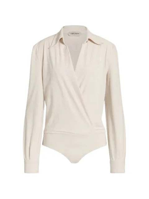 Alberta Ferretti wrap-design spread-collar bodysuit