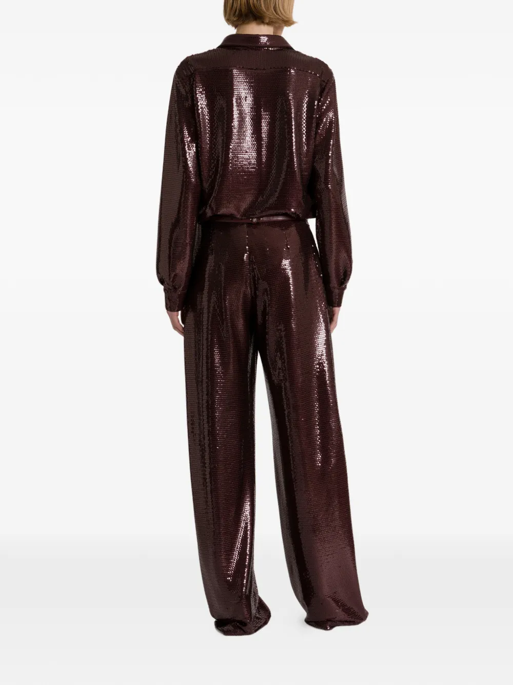 Alberta Ferretti blouse met pailletten Bruin