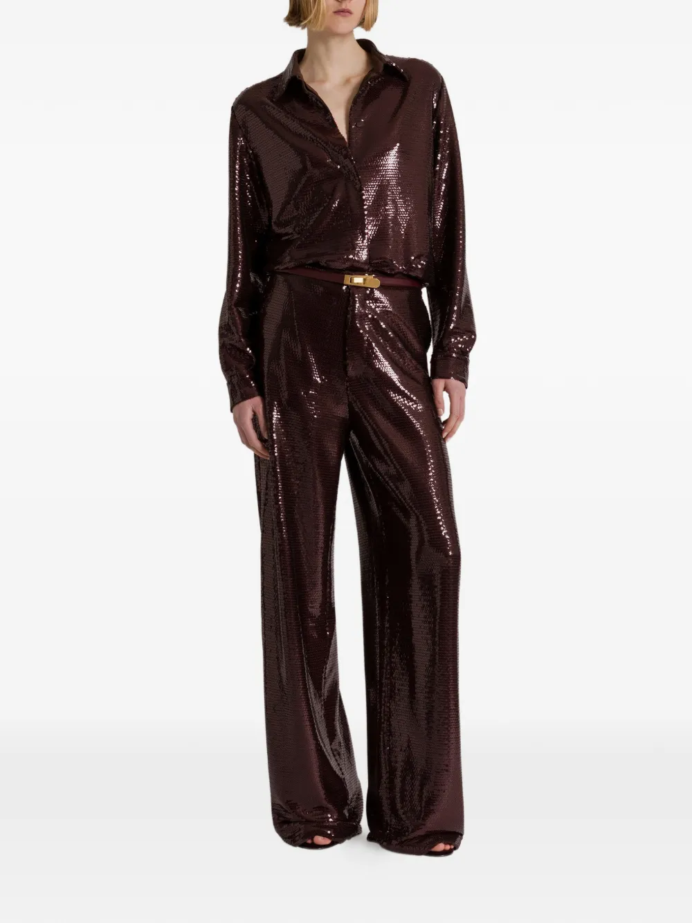 Alberta Ferretti blouse met pailletten Bruin