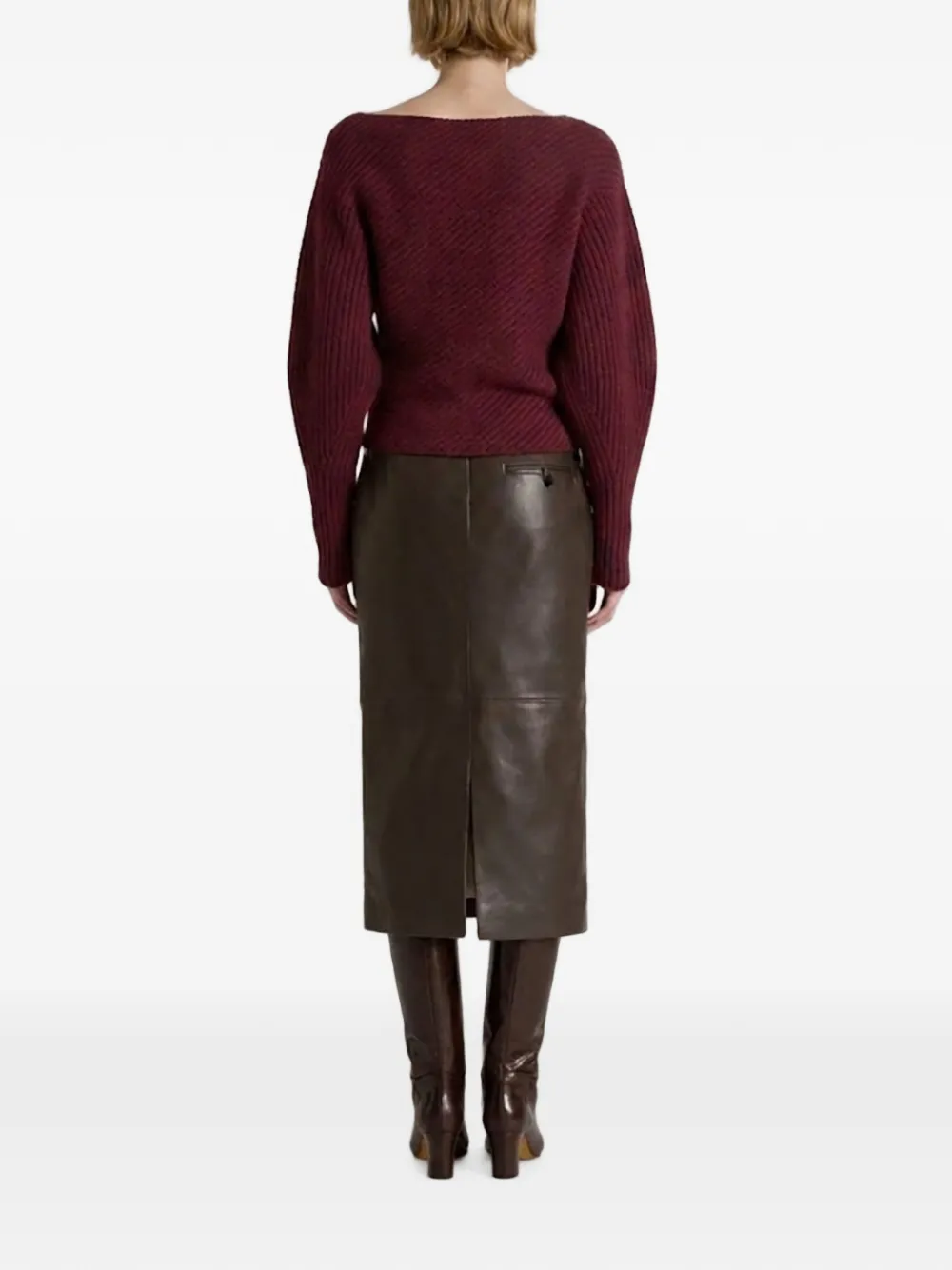 Alberta Ferretti Ribgebreide trui met bloemapplicatie Rood
