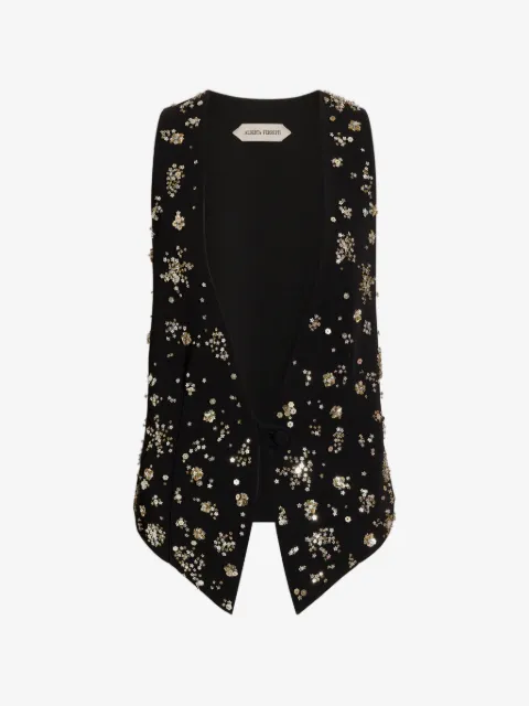 Alberta Ferretti sequin-embellished floral-motif waistcoat