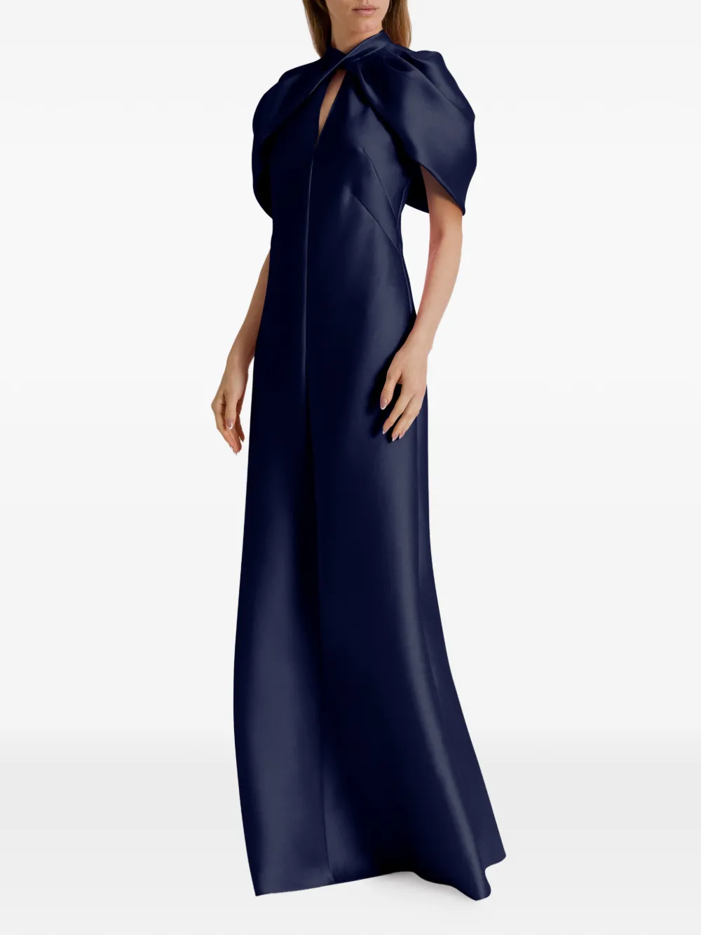 Alberta Ferretti Jurk met pofmouwen en keyhole Blauw