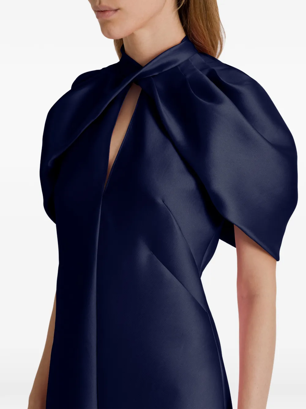 Alberta Ferretti Jurk met pofmouwen en keyhole Blauw