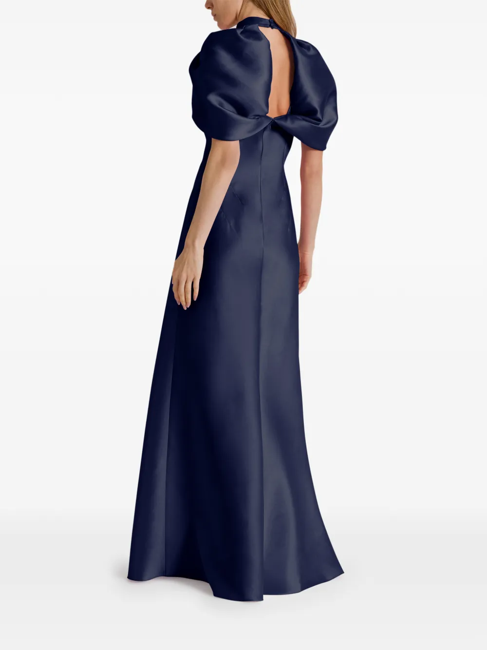 Alberta Ferretti Jurk met pofmouwen en keyhole Blauw