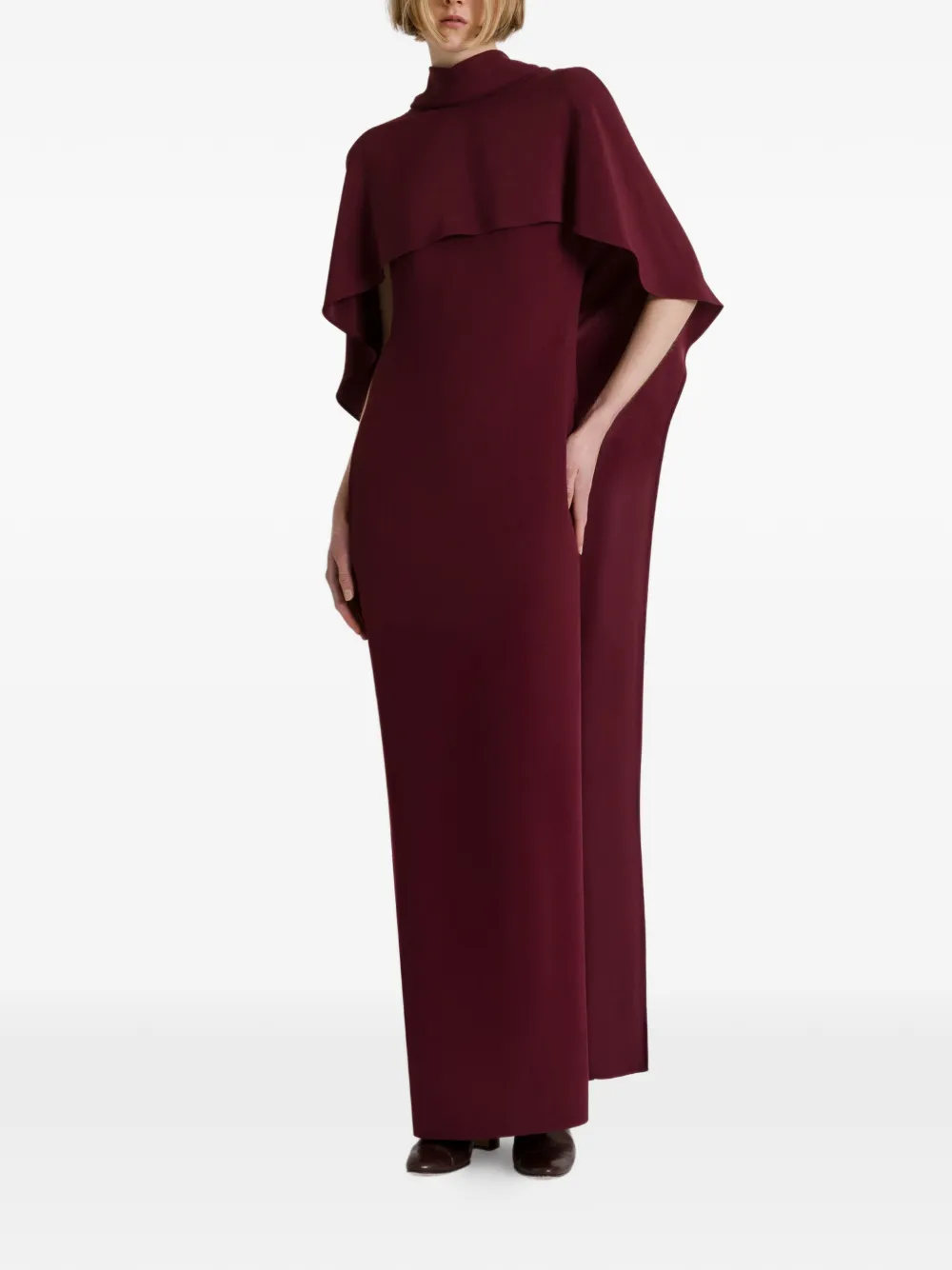 Alberta Ferretti Maxi-jurk met hoge hals Rood