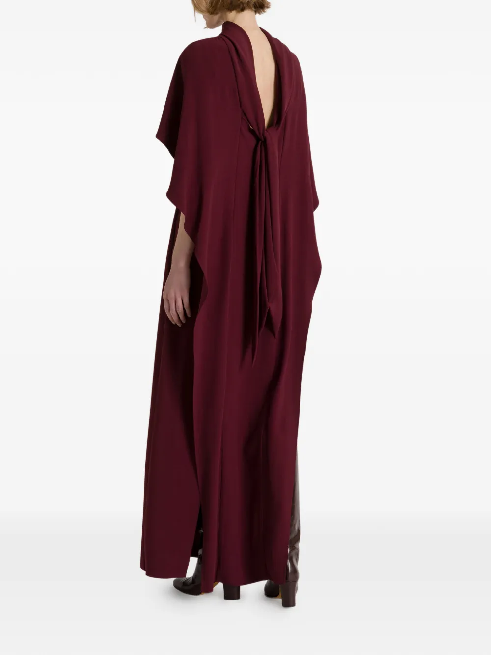 Alberta Ferretti Maxi-jurk met hoge hals Rood