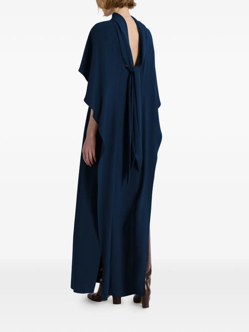 Alberta Ferretti Maxi-jurk met hoge hals Blauw