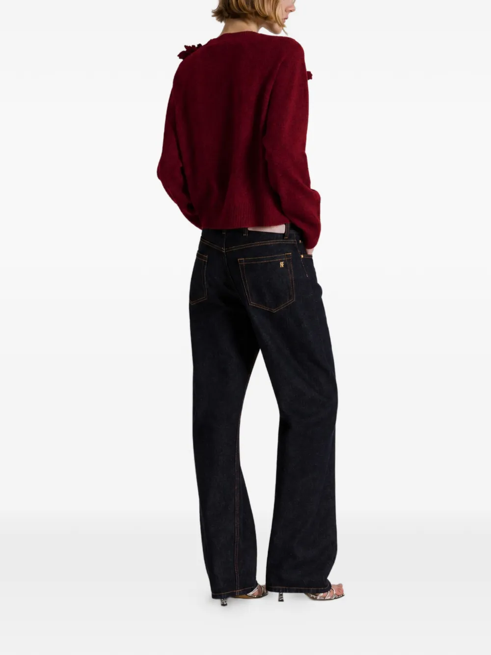 Alberta Ferretti Wollen trui met bloemapplicatie Rood