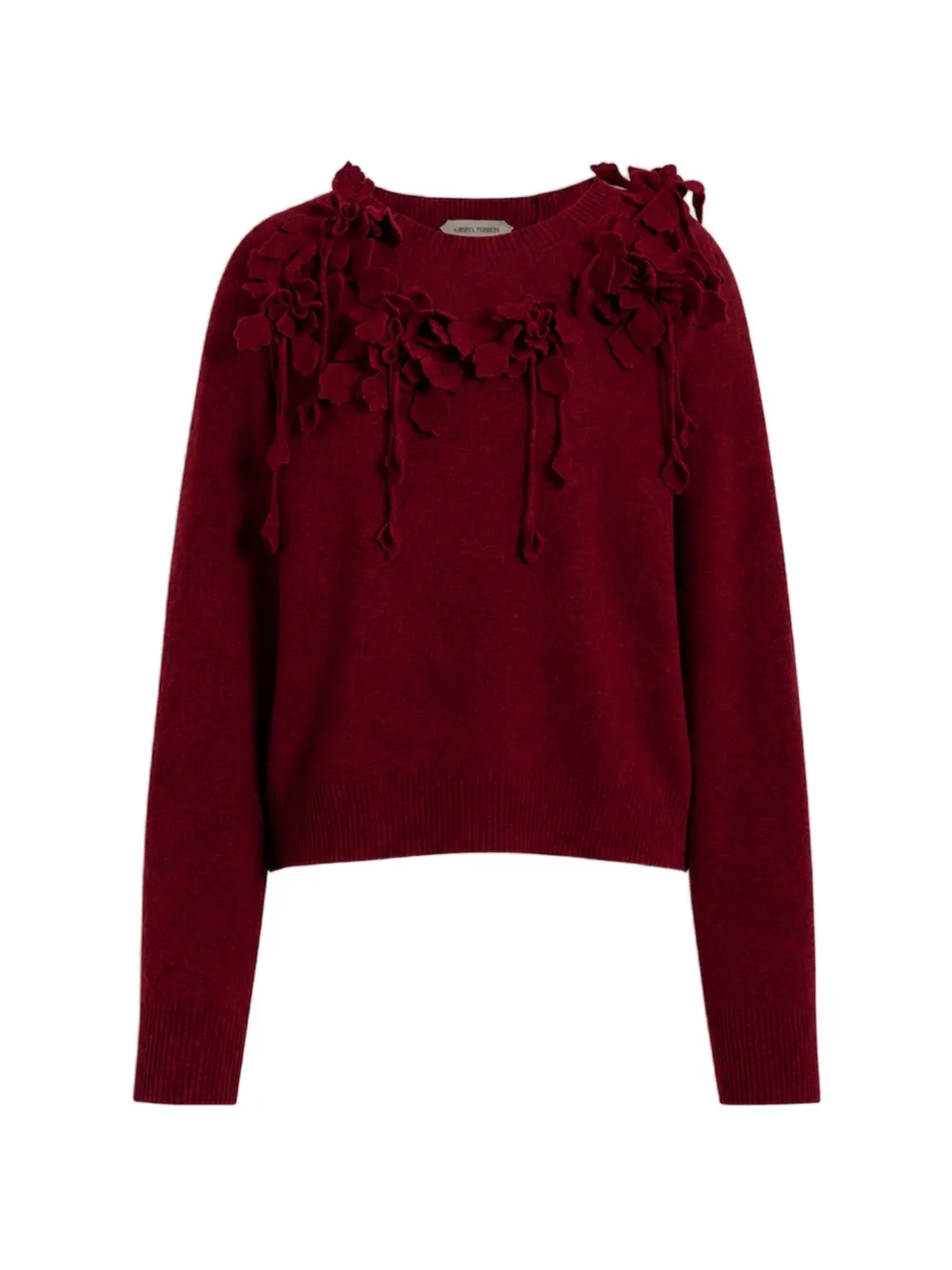Alberta Ferretti floral-appliqué wool sweater - Red