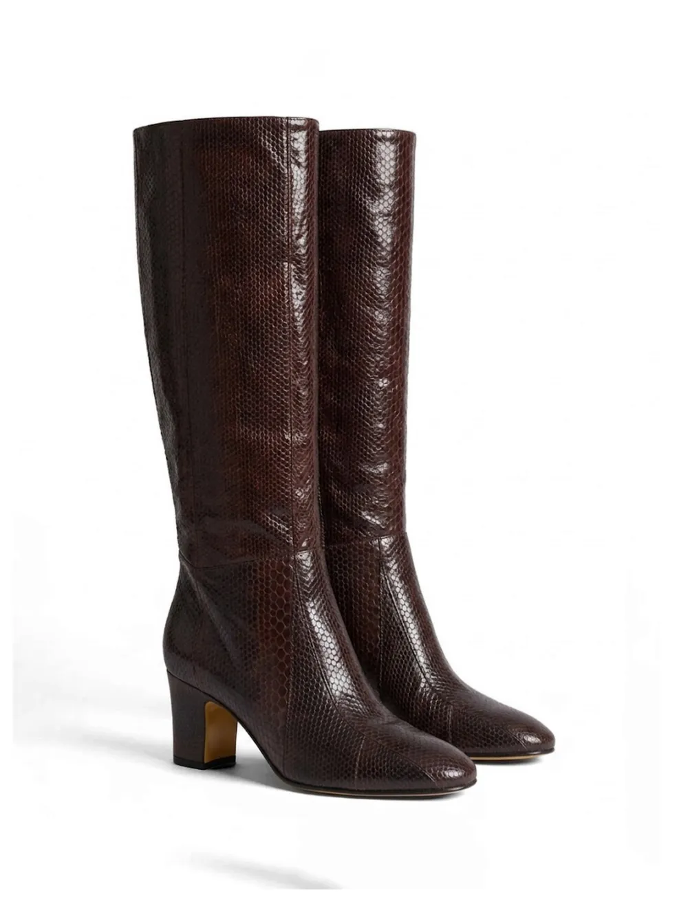 Alberta Ferretti snakeskin-effect knee-high boots Bruin