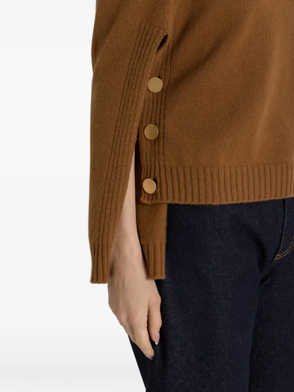Alberta Ferretti Trui verfraaid met knopen en cape-stijl Bruin