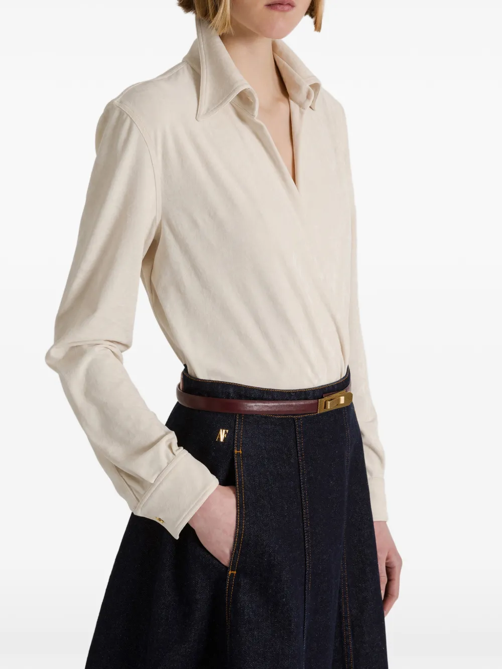 Alberta Ferretti Midi-rok met contrasterende stiksels en vlakken Blauw