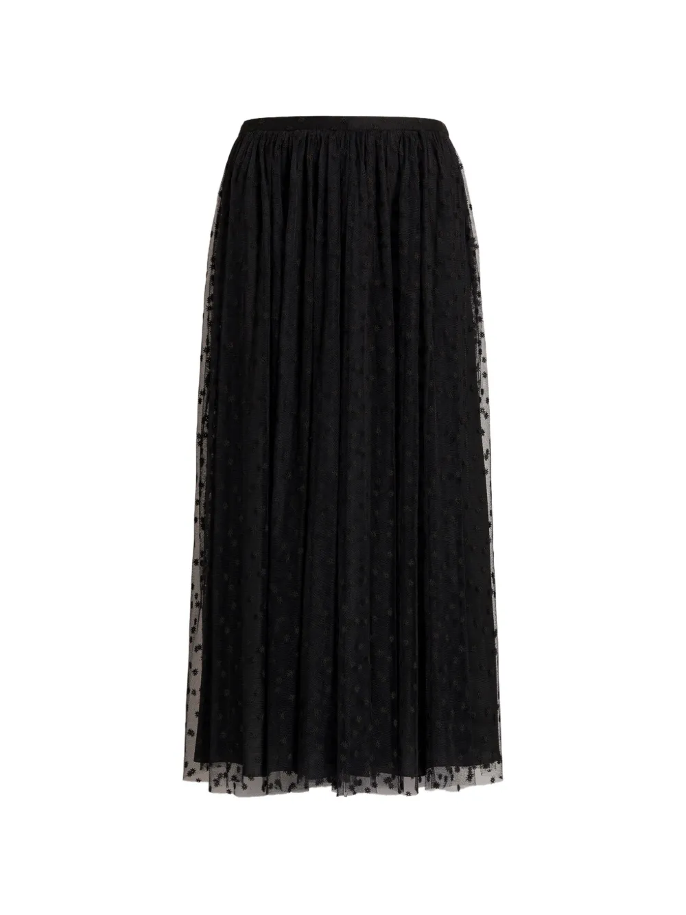 Alberta Ferretti Tulle Midi Skirt In Black