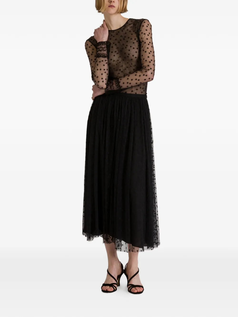 Alberta Ferretti Tule midi-rok Zwart