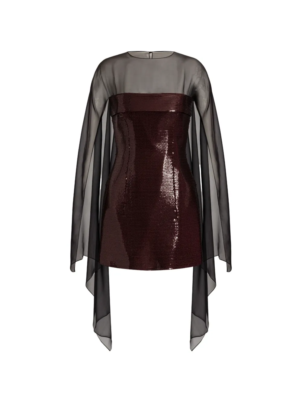 Alberta Ferretti Minikleid mit Pailletten und Cape-Overlay - Schwarz