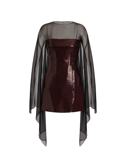 Alberta Ferretti sequin-embellished cape-overlay mini dress