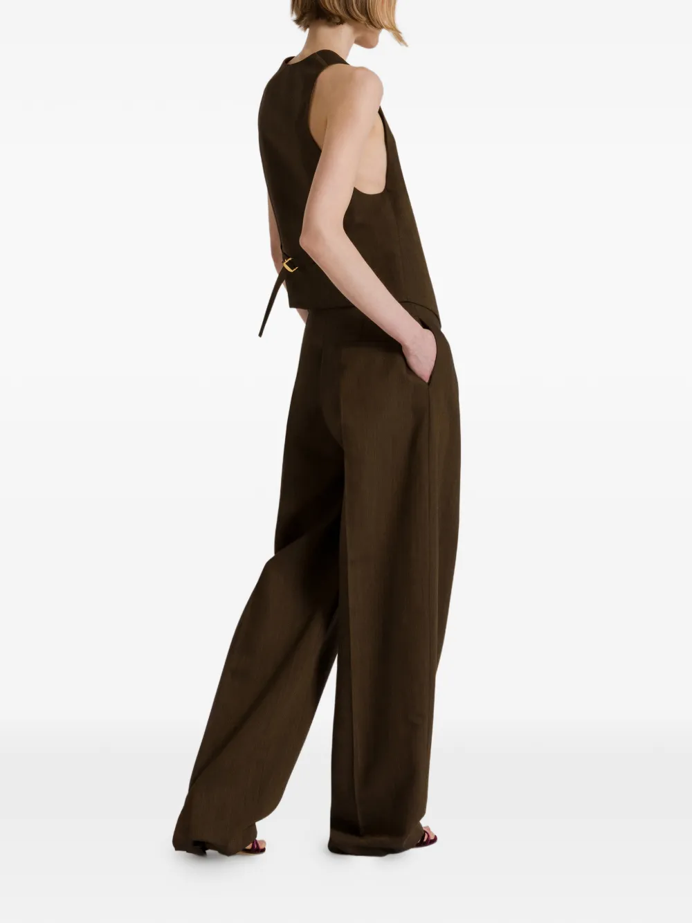 Alberta Ferretti Gilet met knoopsluiting Bruin