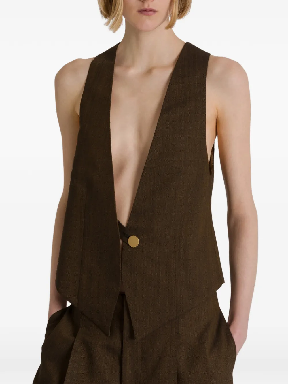 Alberta Ferretti Gilet met knoopsluiting Bruin