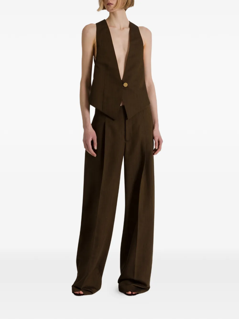 Alberta Ferretti Gilet met knoopsluiting Bruin