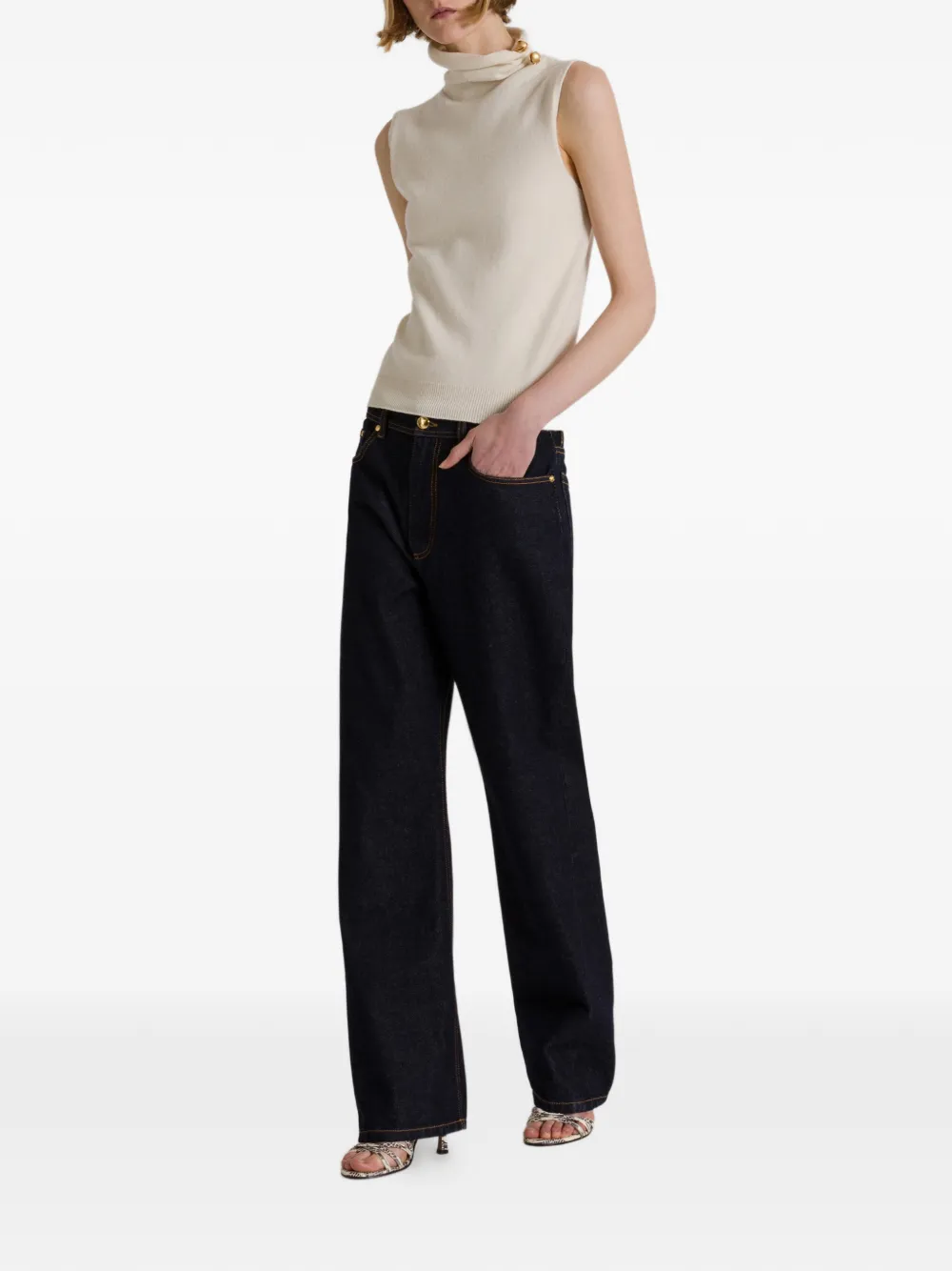 Alberta Ferretti Mouwloze top Beige