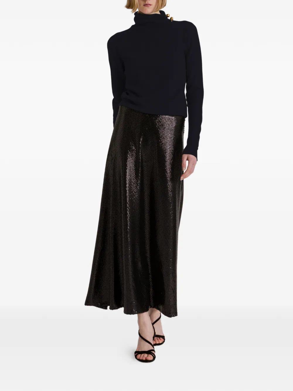 Alberta Ferretti Trui met hoge hals en knoopdetail Blauw