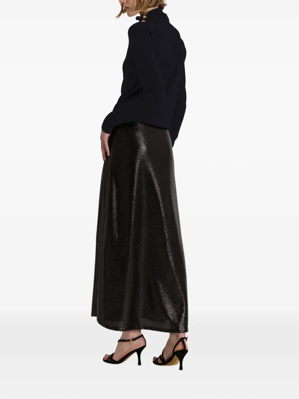 Alberta Ferretti Trui met hoge hals en knoopdetail Blauw