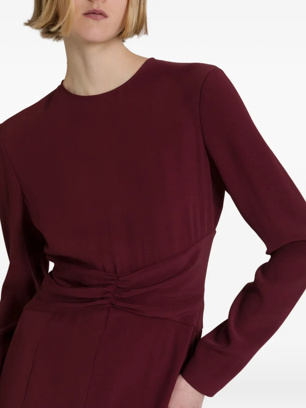 Alberta Ferretti Jurk met ruche taille en lange mouwen Rood