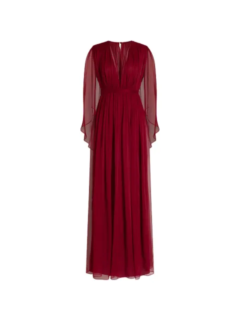 Alberta Ferretti V-neck cape silk dress