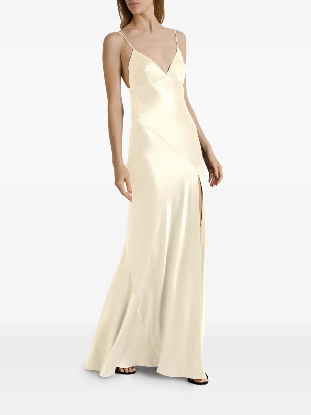 Alberta Ferretti Maxi-jurk met V-hals en split Wit