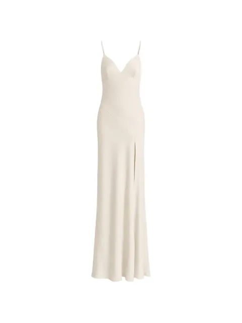 Alberta Ferretti vestido largo con abertura y cuello en V