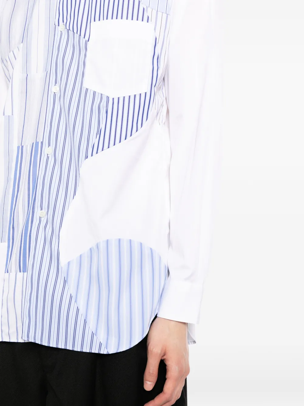 Comme Des Garçons Shirt Gestreept overhemd met patchwork Blauw