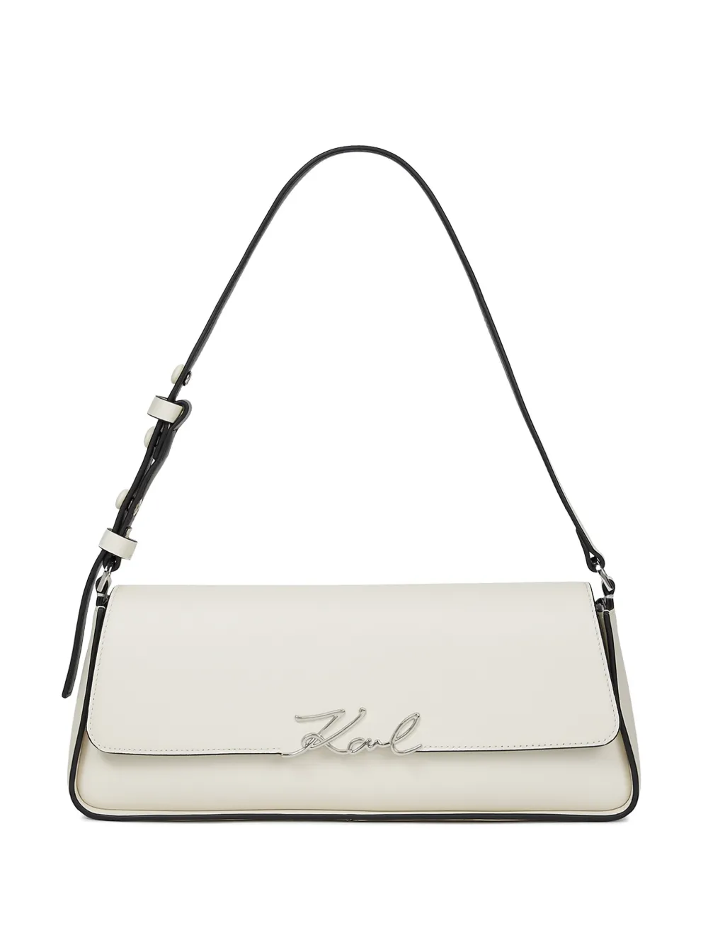 Karl Lagerfeld Karl signature leather shoulder bag - Bianco