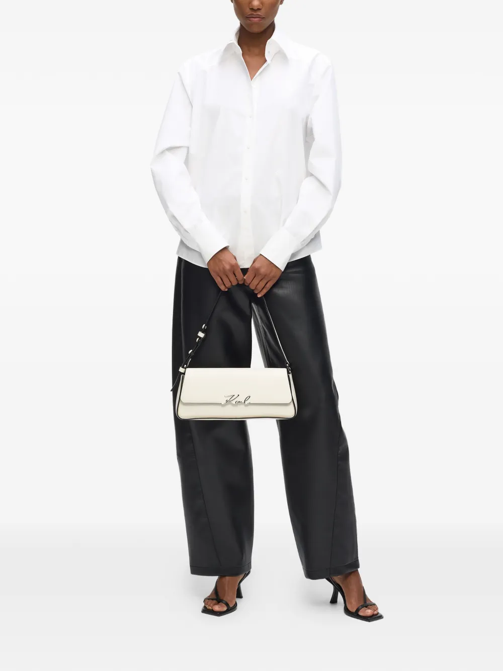 Karl Lagerfeld K Signature leren schoudertas Wit