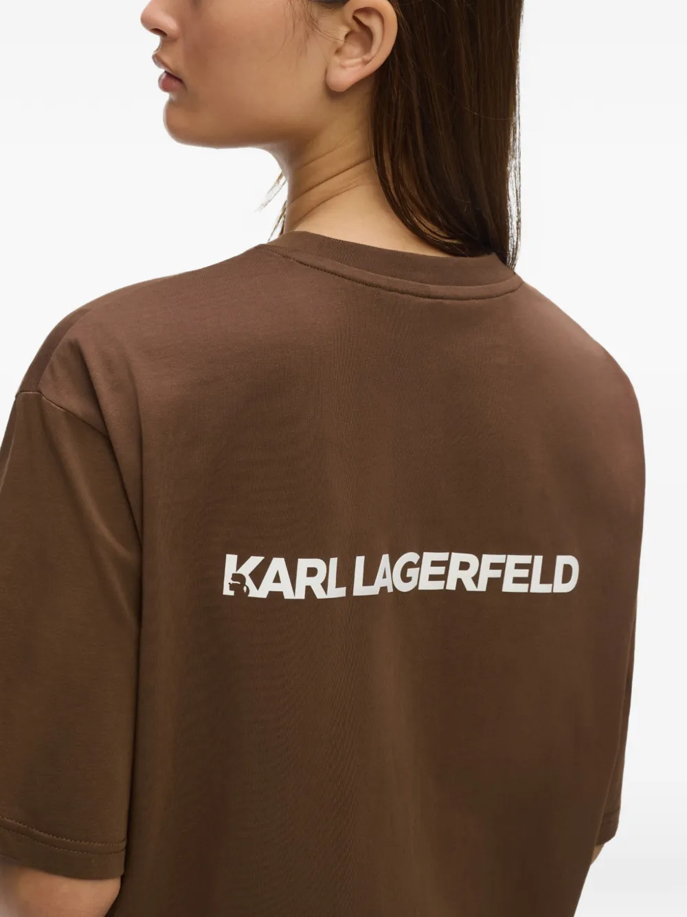 Karl Lagerfeld T-shirt met logoprint Bruin