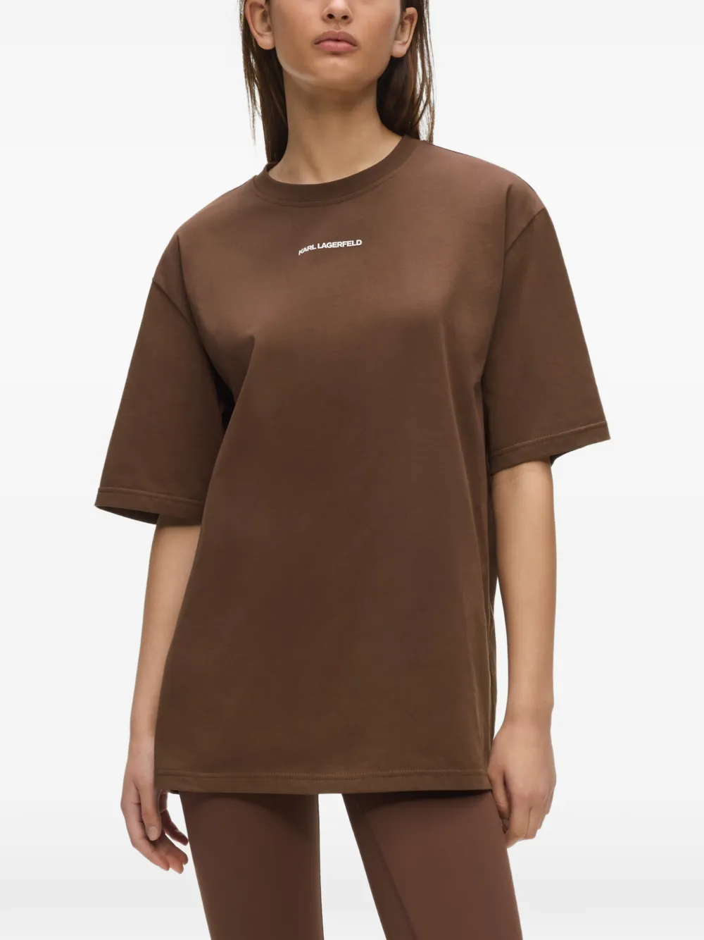 Karl Lagerfeld T-shirt met logoprint Bruin
