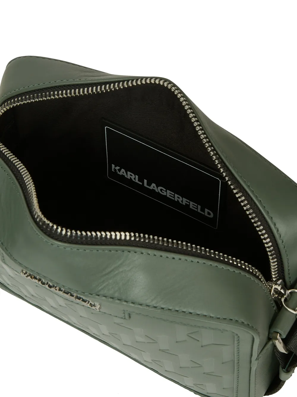 Karl Lagerfeld K Loom leren messengertas Groen