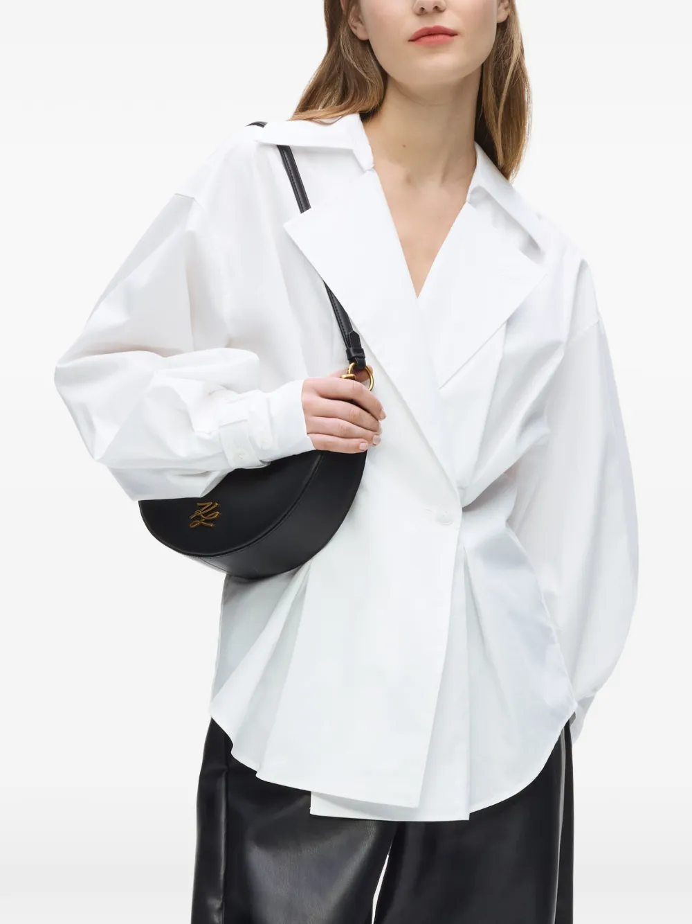 Karl Lagerfeld Blouse met dubbele rij knopen en plooien Wit