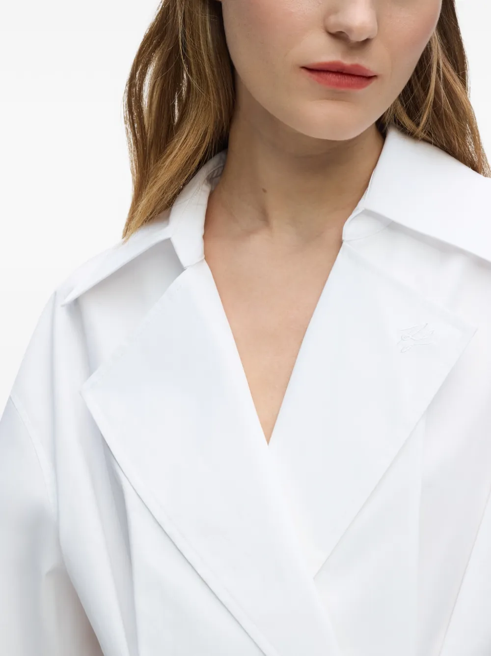 Karl Lagerfeld Blouse met dubbele rij knopen en plooien Wit