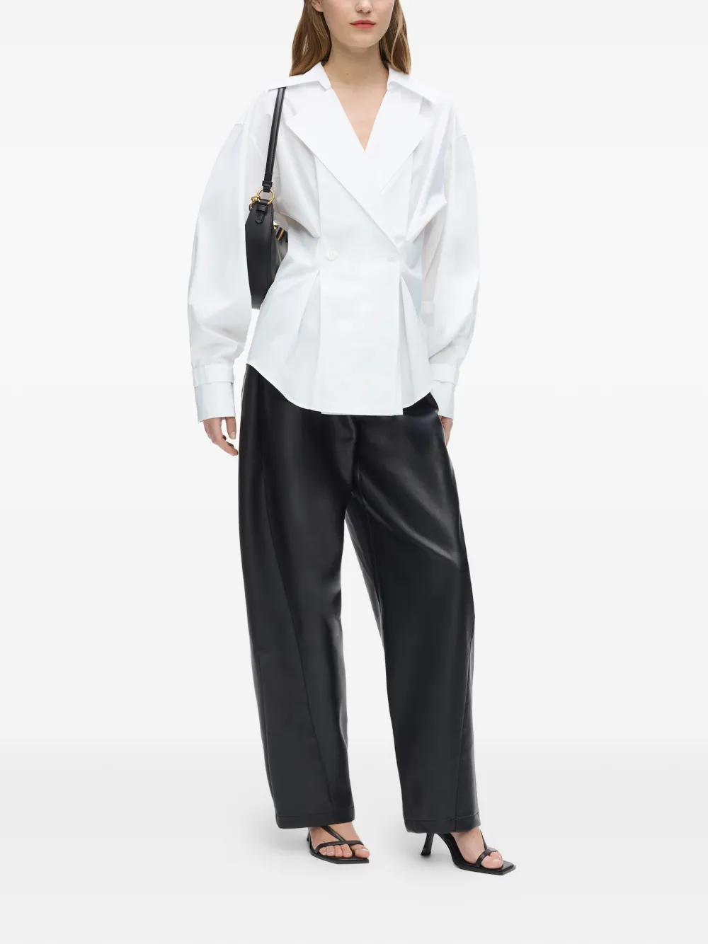 Karl Lagerfeld Blouse met dubbele rij knopen en plooien Wit