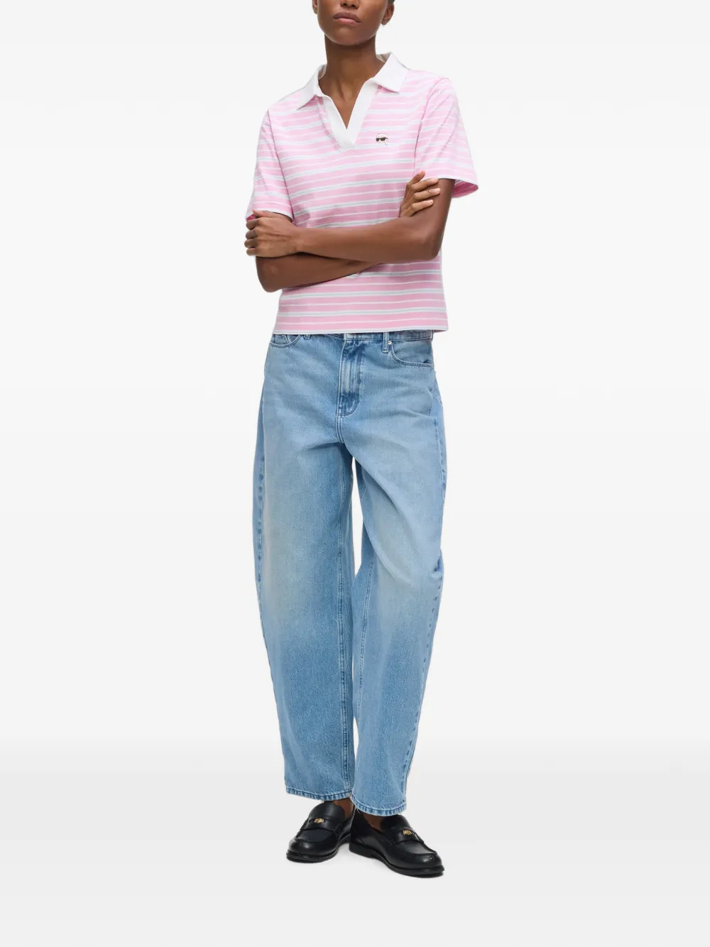 Karl Lagerfeld Ikon gestreept poloshirt Roze