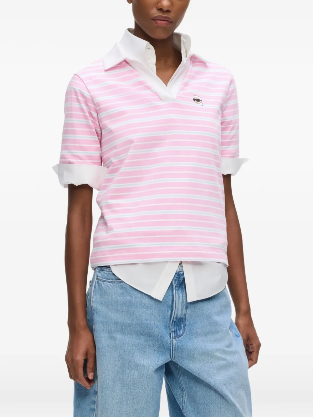 Karl Lagerfeld Ikon gestreept poloshirt Roze