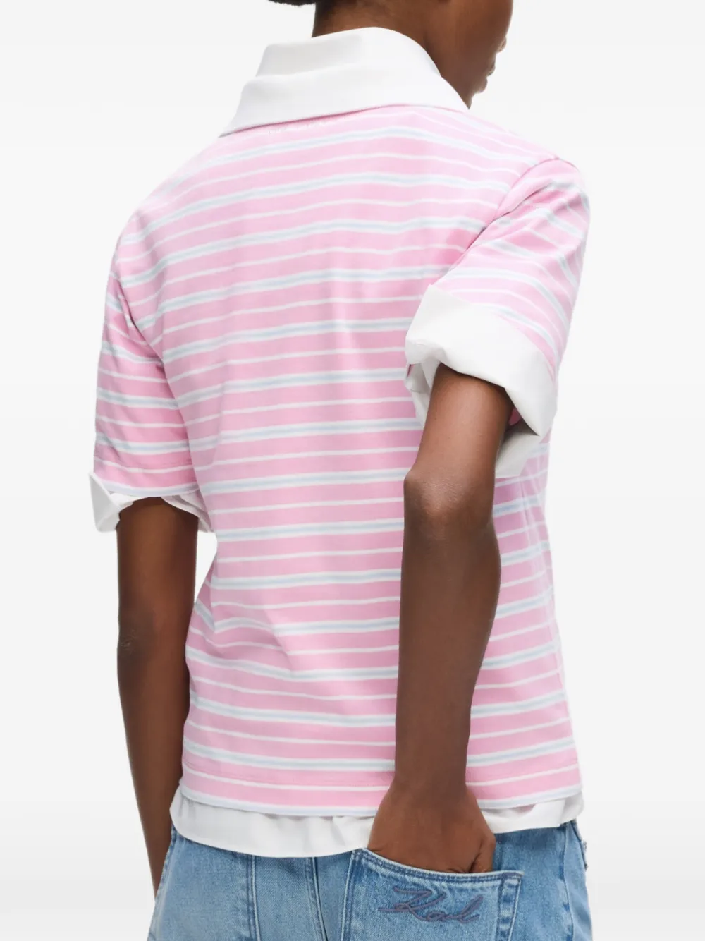 Karl Lagerfeld Ikon gestreept poloshirt Roze