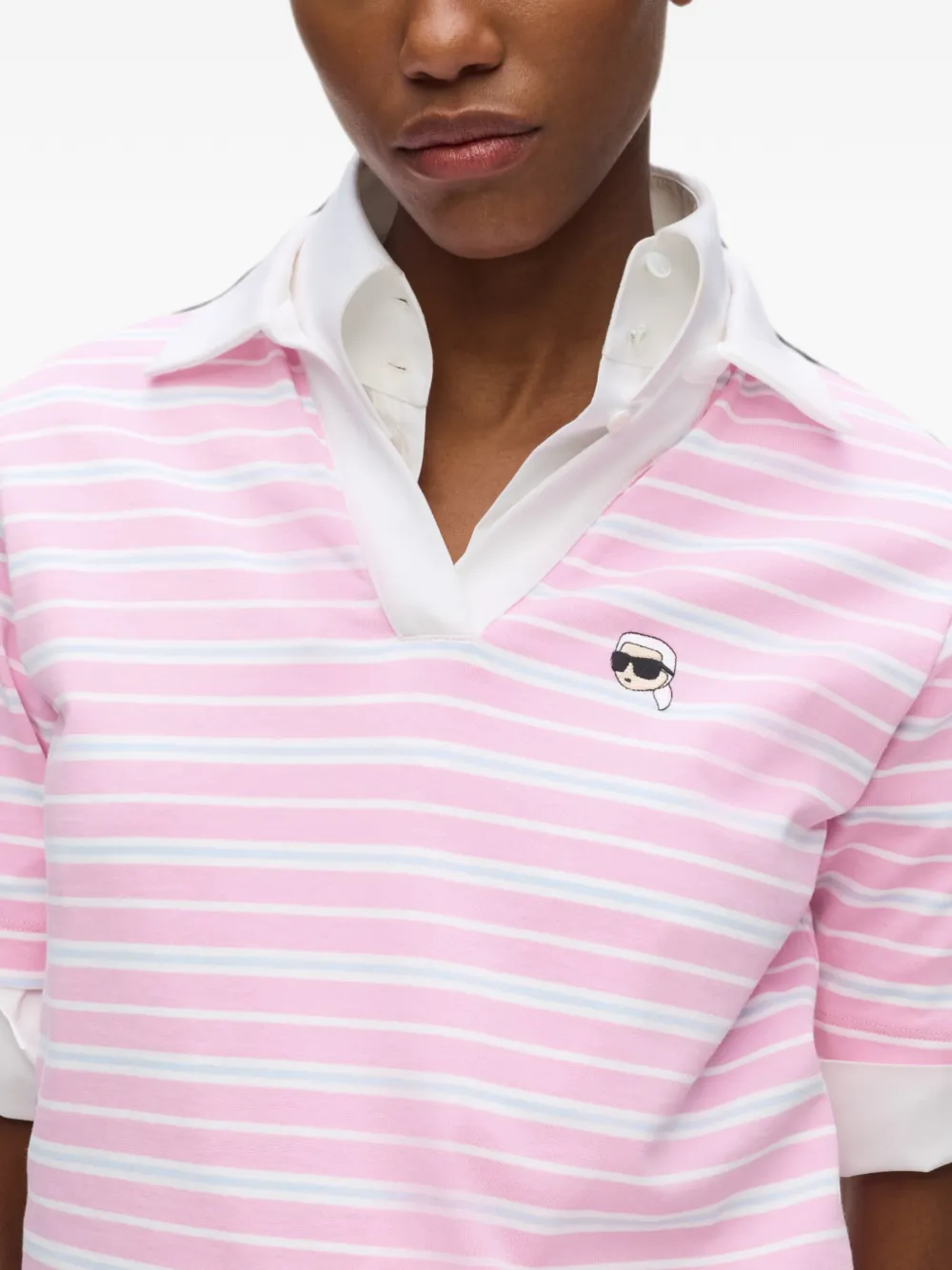 Karl Lagerfeld Ikon gestreept poloshirt Roze