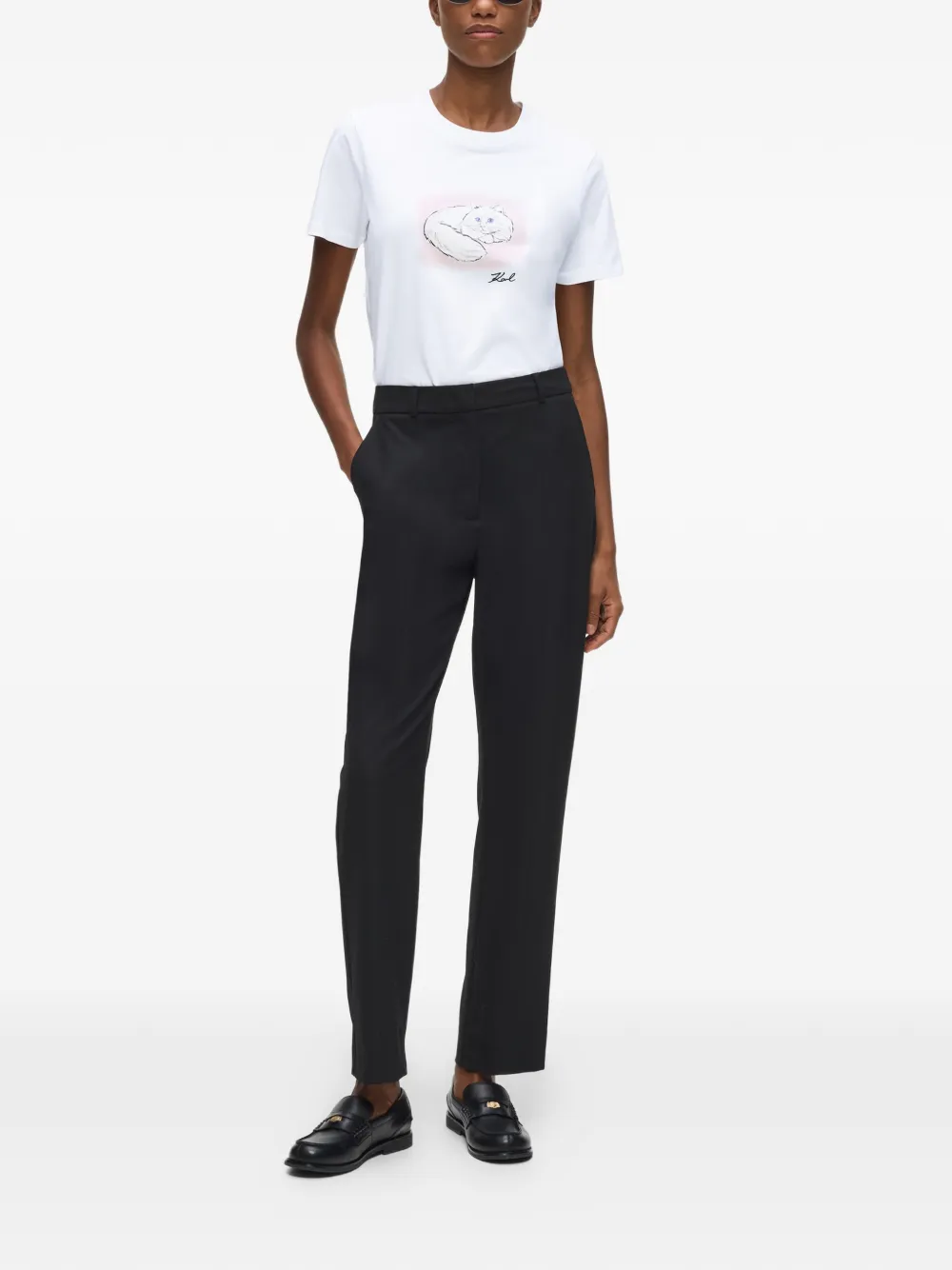 Karl Lagerfeld T-shirt met portretprint Wit