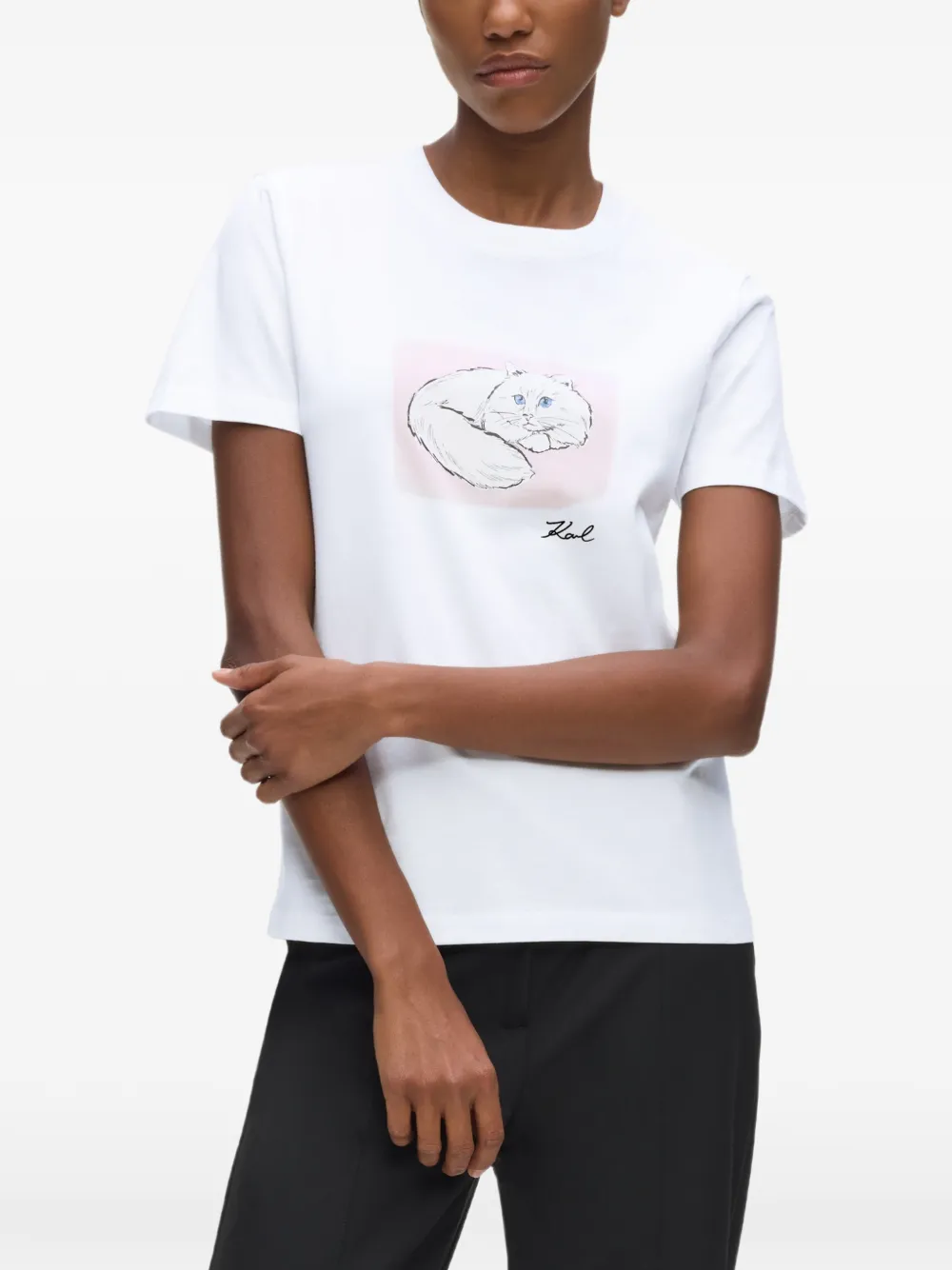 Karl Lagerfeld T-shirt met portretprint Wit