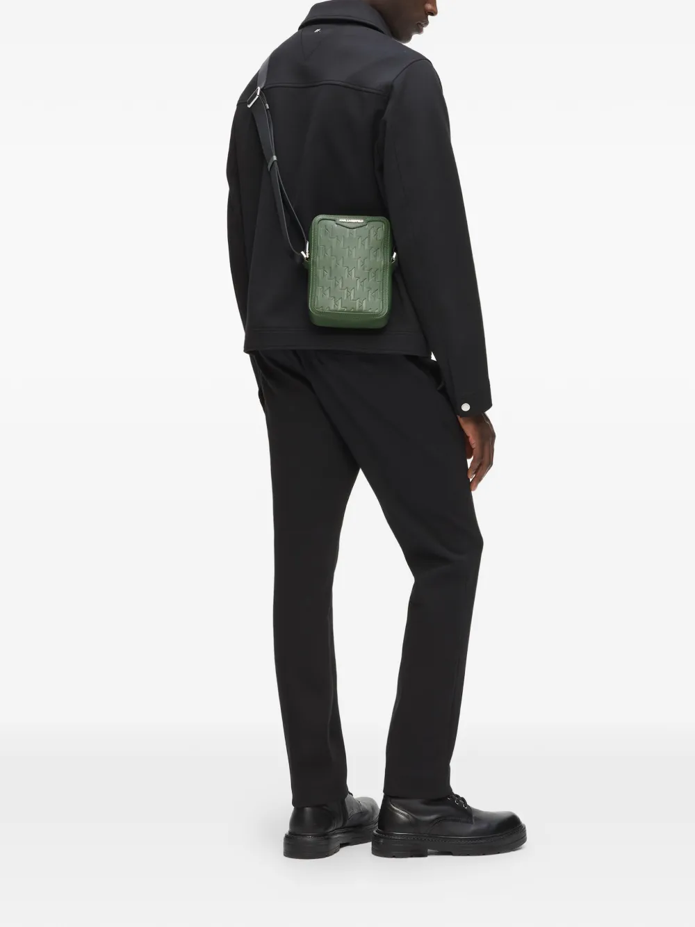 Karl Lagerfeld K Loom leren messengertas Groen