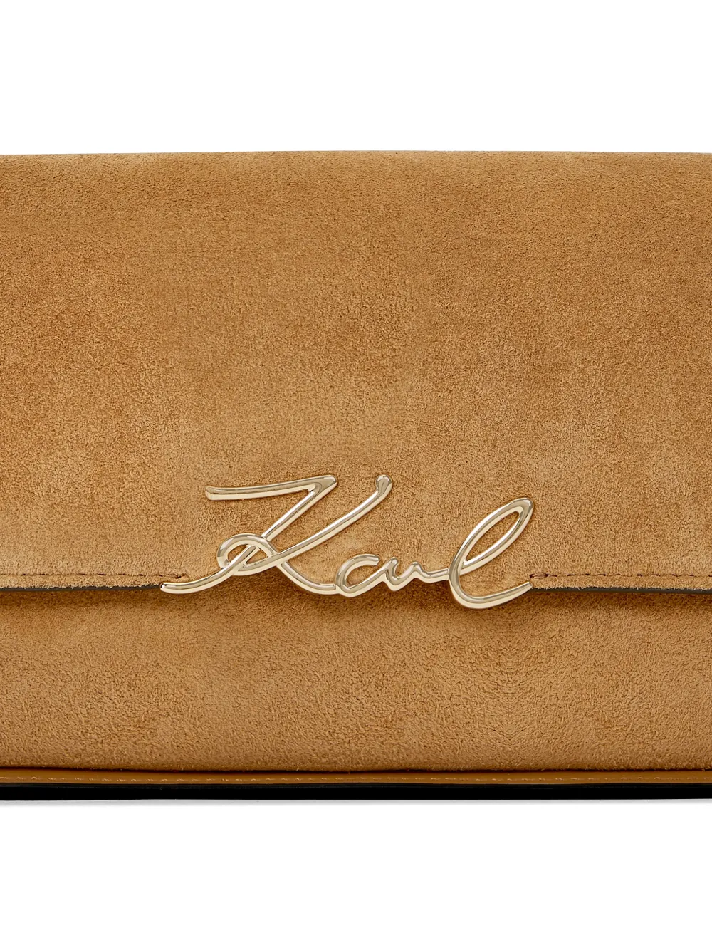 Karl Lagerfeld Signature suède schoudertas Beige